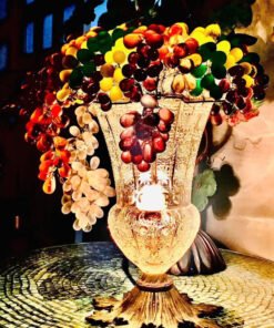 Czech fruit lamp. Made in Czechoslovakia Nhìn cây đèn chỉ muốn ăn. Cây đèn là 1 bình pha lê đựng hoa quả thủy tinh màu nghệ thuật của Czech. Từng chi tiết đc làm thủ công.